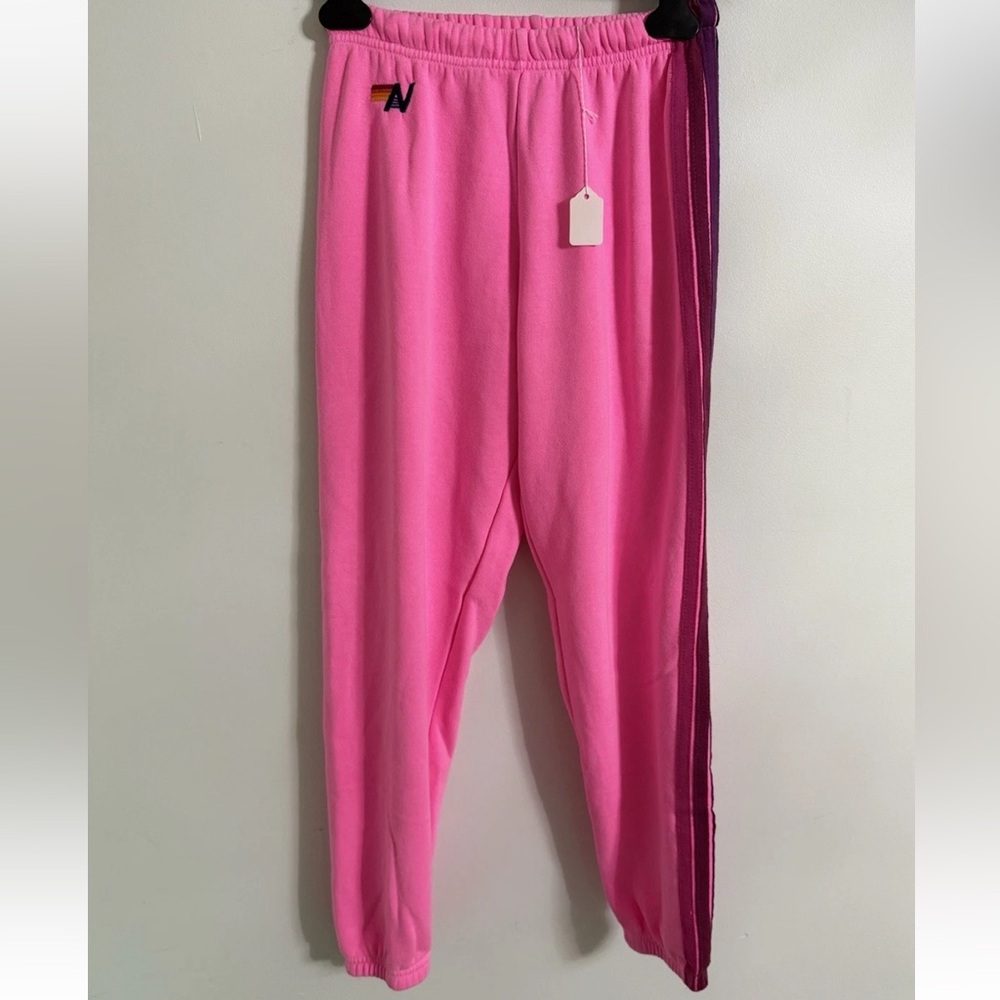 NWT Aviator Nation 5 Stripe Sweatpants Pink Size X-Small